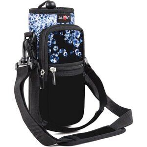 Water Bottle Carrier Holder Sling Bag Sleeve Case Pouch with Strap Pockets